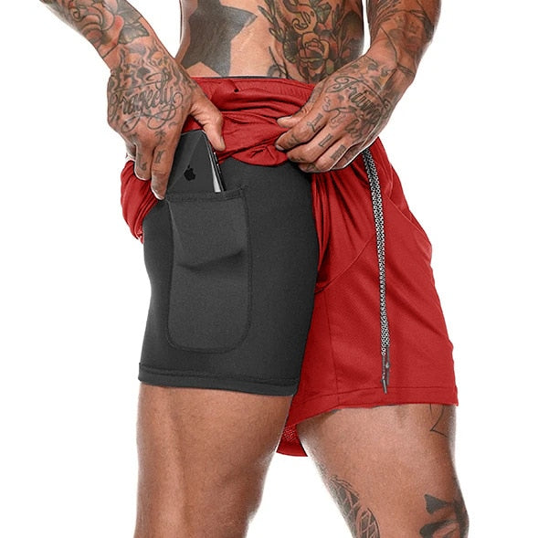 Calção Esportivo para Academia e Praia - Short com 2 Camadas (2 em 1) para Corrida ou Treino