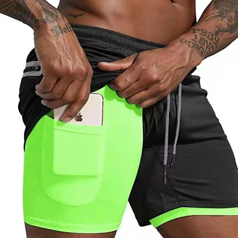 Calção Esportivo para Academia e Praia - Short com 2 Camadas (2 em 1) para Corrida ou Treino