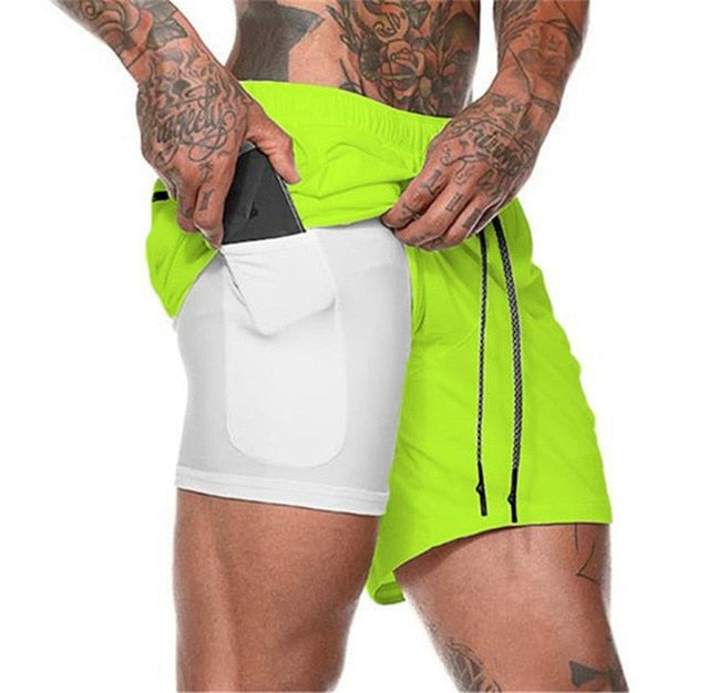 Calção Esportivo para Academia e Praia - Short com 2 Camadas (2 em 1) para Corrida ou Treino