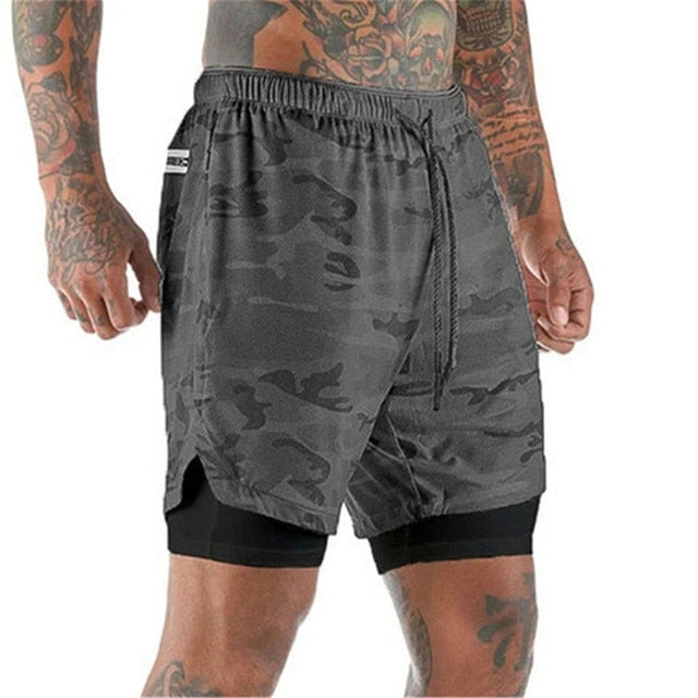 Calção Esportivo para Academia e Praia - Short com 2 Camadas (2 em 1) para Corrida ou Treino